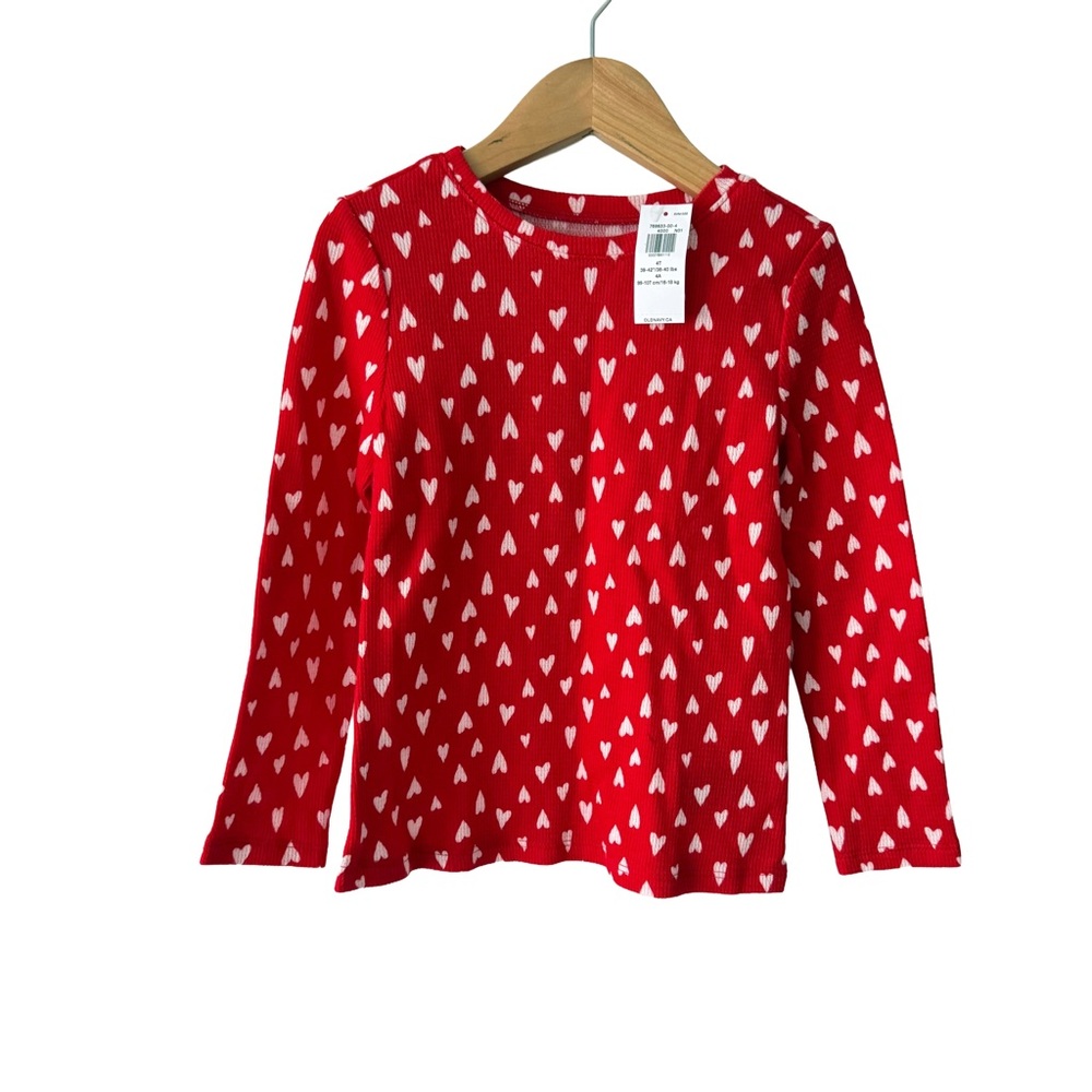 Old Navy Red Kids Long Sleeve Tee with Heart Design 4T